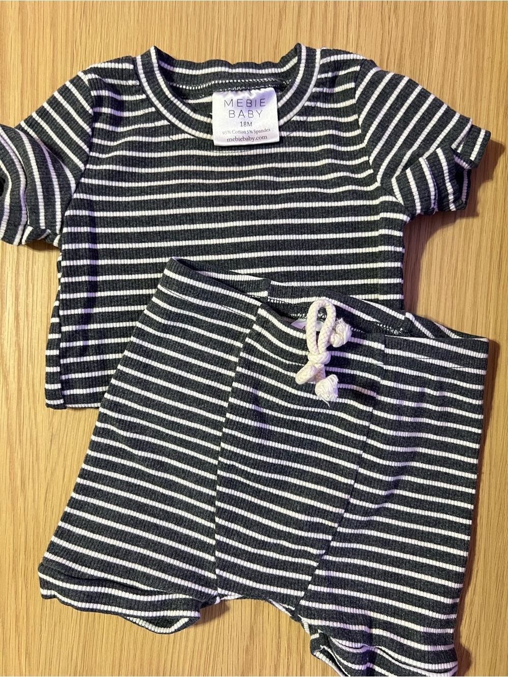Mebie Baby Black & White Striped Ribbed Set
